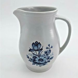 Hyalyn USA Pitcher Blue Floral Vintage